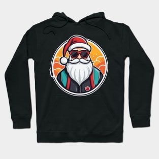 Santa Claus Sunglasses Christmas Drawing Hoodie